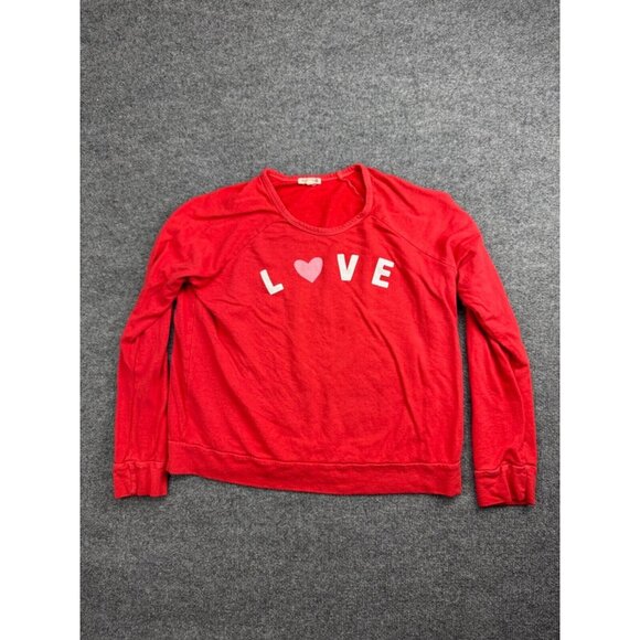 Sundry Sweatshirt Women's 3 Red Love Heart Pullover Crew Neck USA Made - Picture 1 of 6